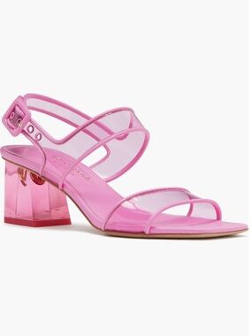 kate spade Pink Lucite Block Heel Strappy Sandals